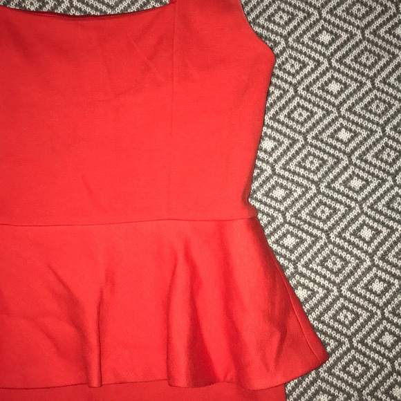 Alice + Olivia Georgina Peplum Mini Dress Employed Red Bodycon Flare Ruffle Zip - Picture 5 of 8
